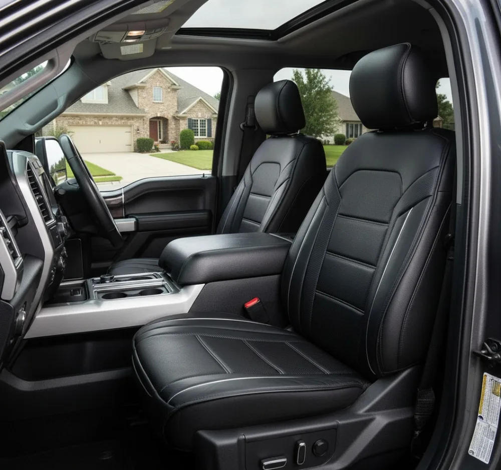 

Универсальные чехлы на автомобильные сиденья из искусственной кожи — совместимые с подушкой безопасности, водонепроницаемые защитные чехлы на передние сиденья для внедорожника, седана, фургона