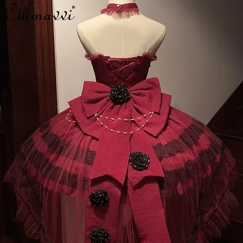 Prinzessin Stil Lolita Kleid Frühling und Sommer Neue Süße Mädchen Dame Hohe Taille Elegante Geburtstag Party Kurze Kleider für Frauen