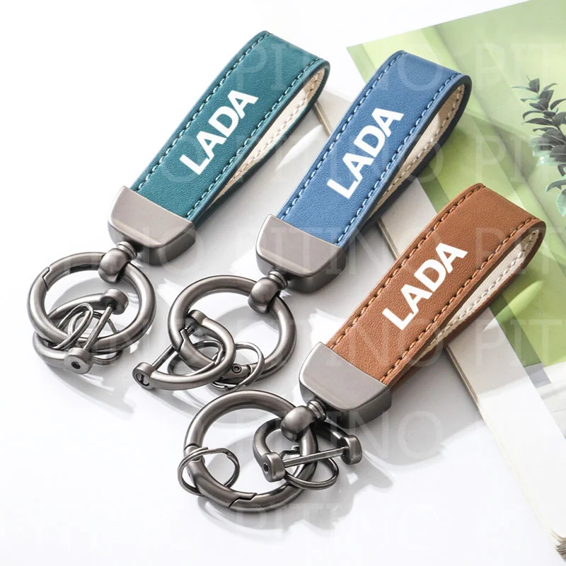 New Leather Car Keychain Key Rings For Lada Samara 2109 Largus Priora Xray Cross 2112 2114 Granta Vesta Niva Auto Accessories