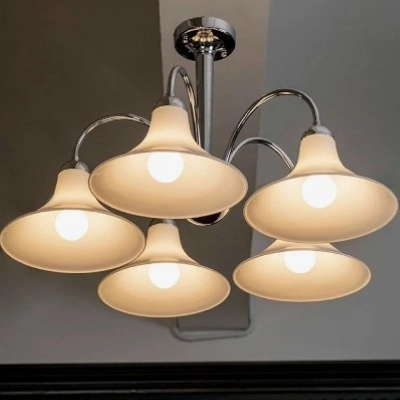 

Horn lampshade chandelier American modern simple living room dining room bedroom atmosphere glass chandelier