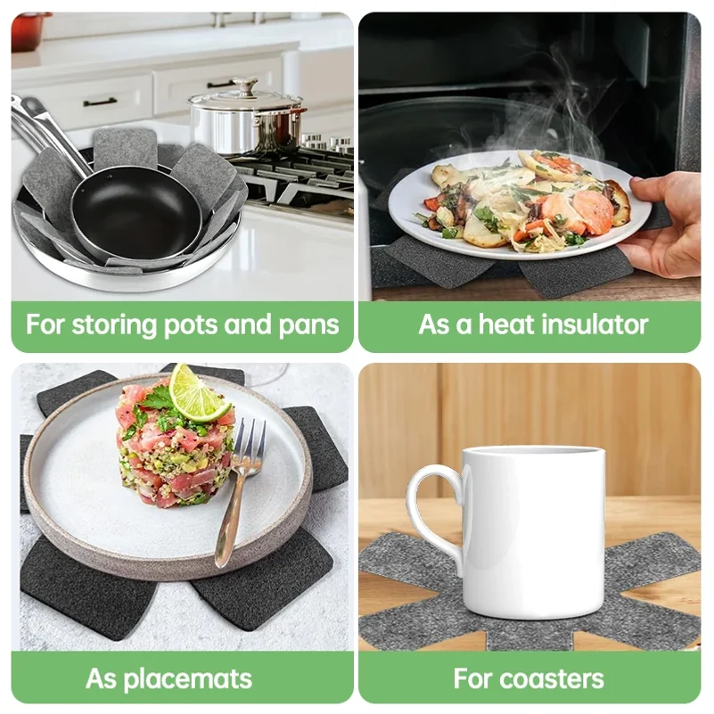 3 Sizes Non-woven Pot Pan Protectors 9/12/18 Pack Anti Scratch Cookware Separator Pads Kitchen Pan Divider Storage Pads