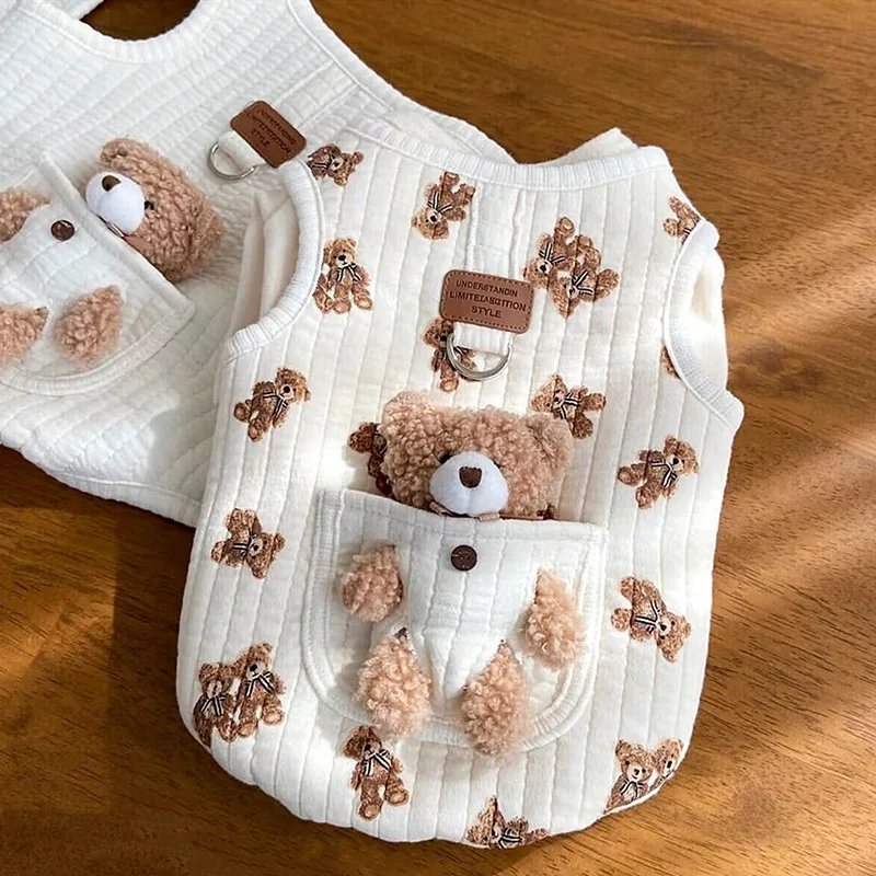 Puppy Clothes Autumn Winter   Cat Fashion Desinger Vest Pet Cute Cartoon Soft Shirt Small Dog Harness Chihuahua Poodle Yorkshire