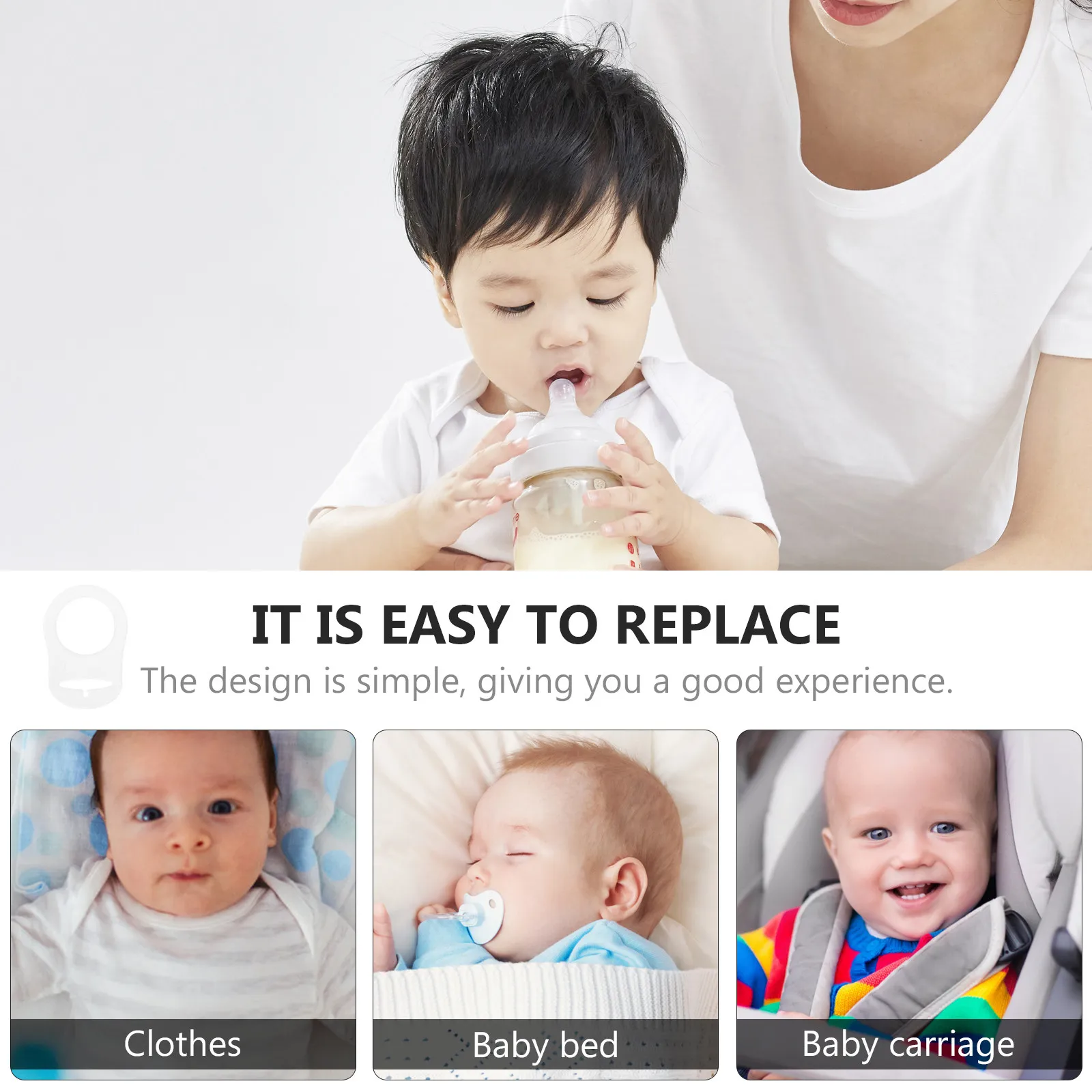 

12Pcs Silicone Pacifier Holder Rings Baby Soother Parts Non Toxic Pacifier Clip Adapter for Daily Use
