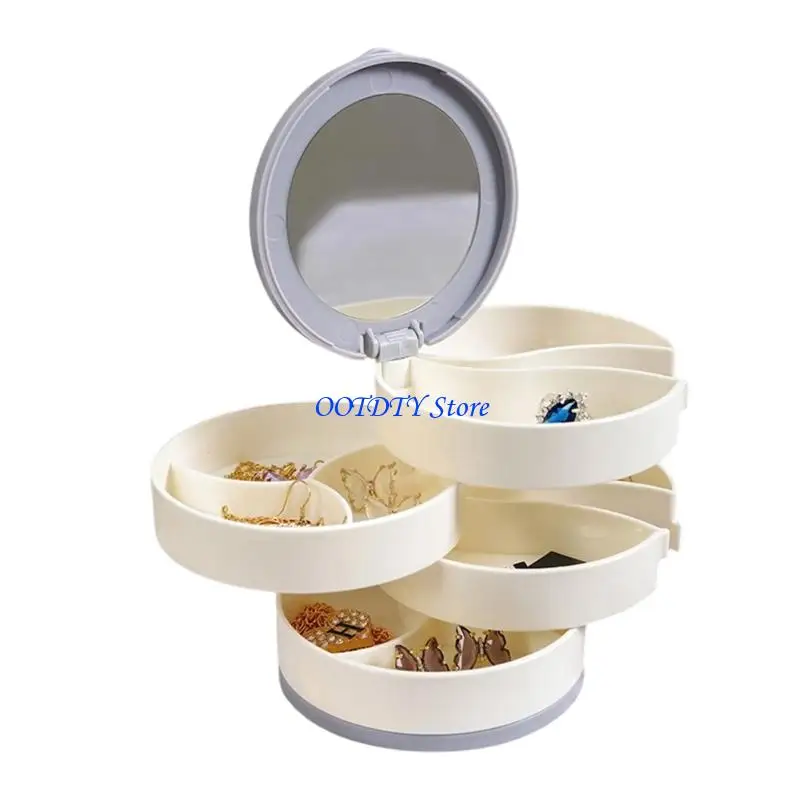 367A Elegant Rotating Jewelry Box With Separate Layers For Earrings Rings Necklaces