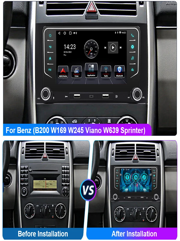 ESSGOO 7 inch Android 15 4+64GB autoradio GPS navigatie WiFi voor Benz B-Klasse W639 W169 W245 Vito FM BT USB SWC Mirror Link - afbeelding 2