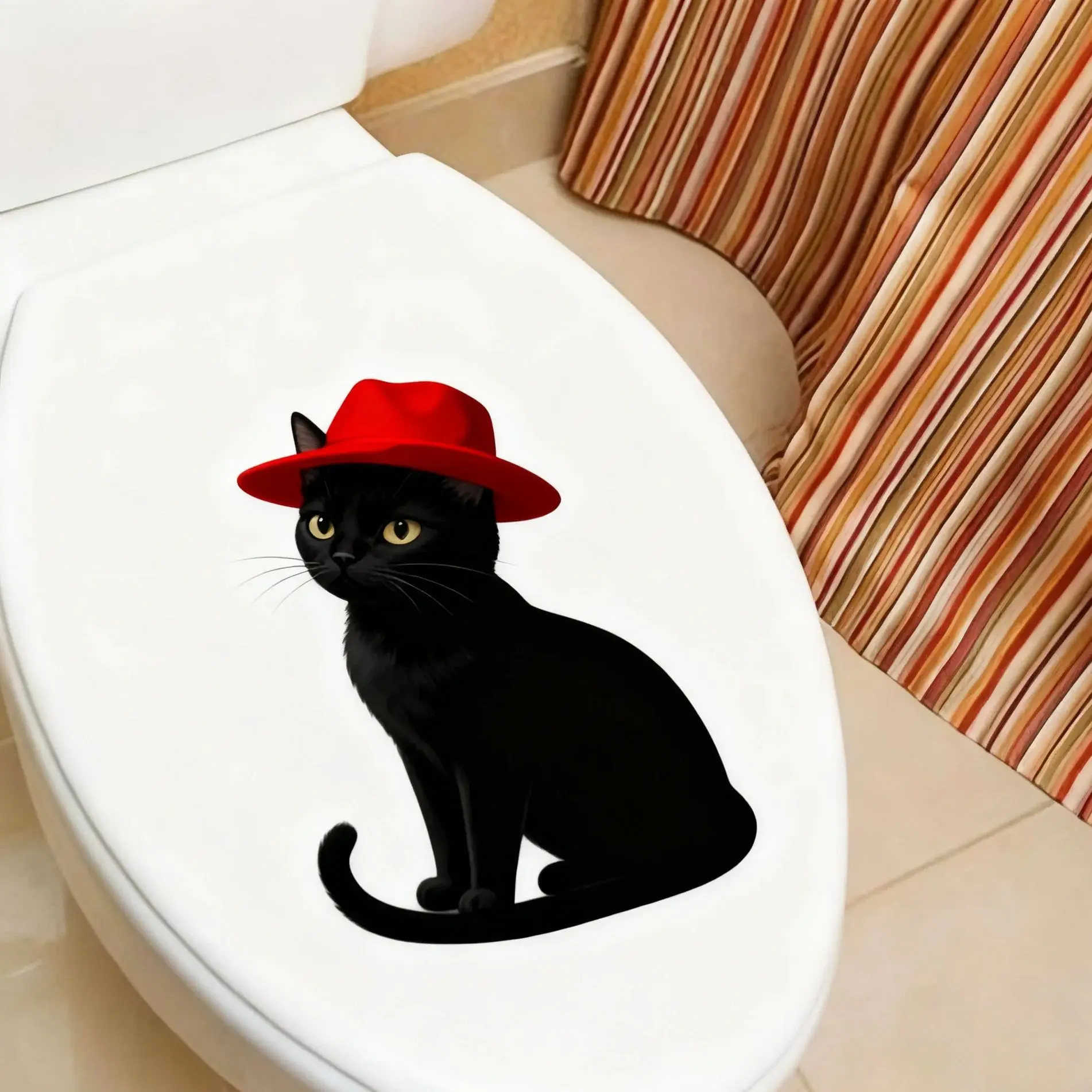 Рождественские-наклейки-на-стену-с-изображением-кота-милый-черный-кот-в-шляпе-Санта-Клауса-забавные-рождественские-наклейки-на-туалет-плакаты