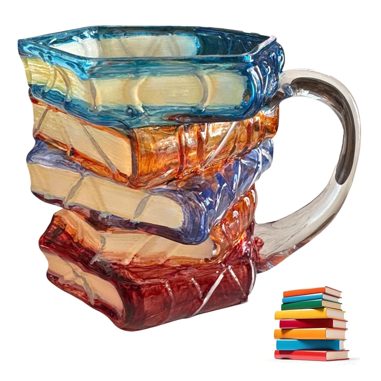 

3D Painted Book Mug, Unique Design Library Coffee Mug, Book Club Gifts for Reading Bookish Items Bookworm Librarian Lover Writer