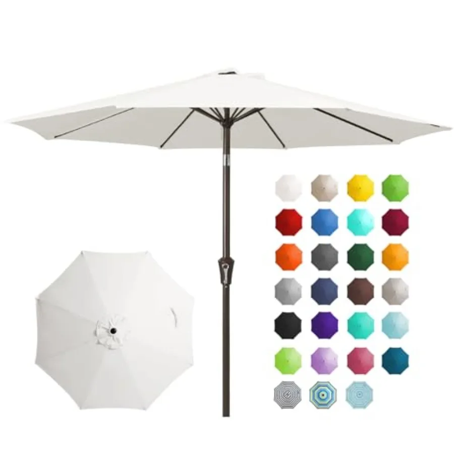 

9FT Outdoor Patio Umbrella for Garden, Deck, Backyard, Pool Creamy-white Polyester with UV Protection, Waterproof, Push Button