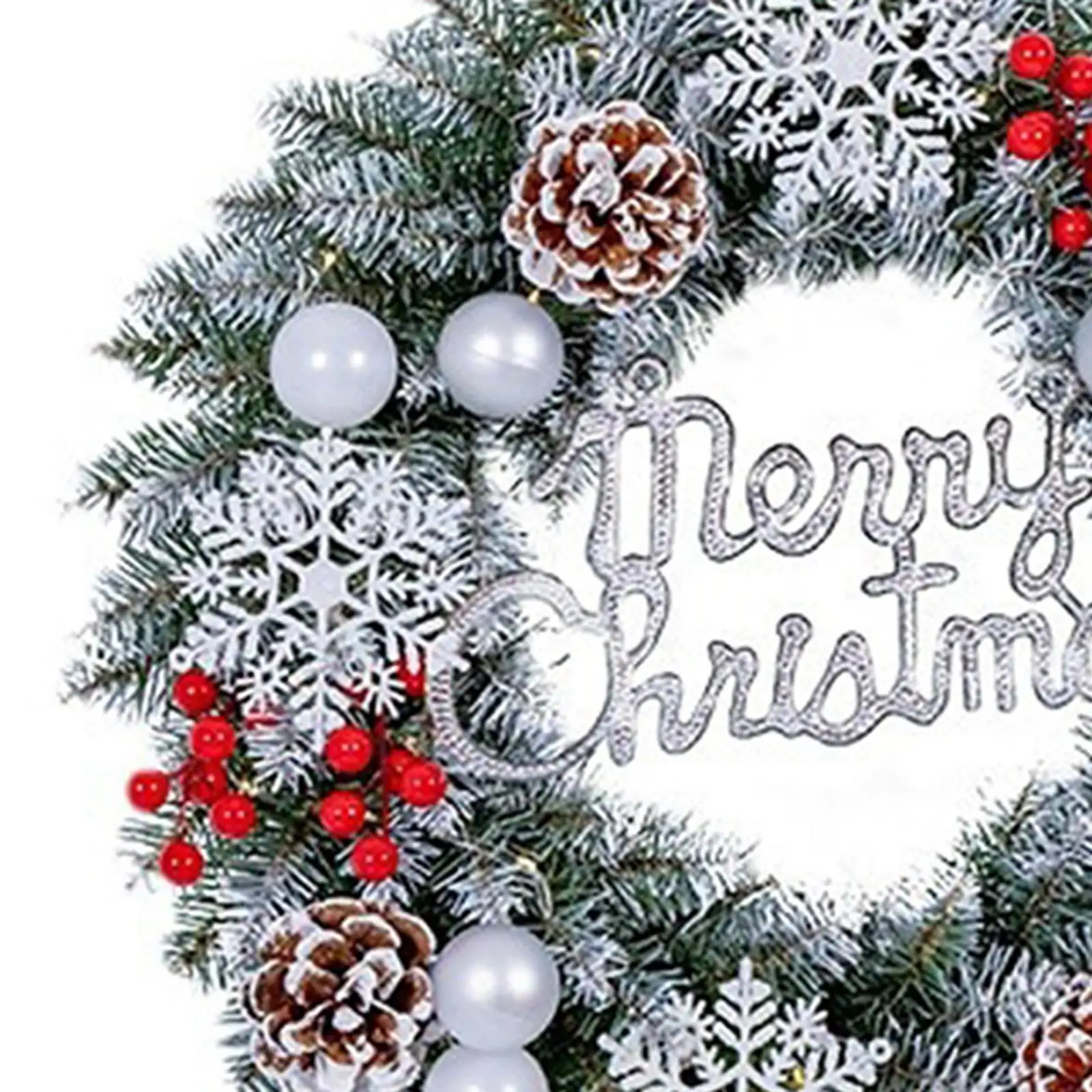 Red Berries Christmas Wreath 50cm Artificial Garland Door Decoration for Xmas Outdoor Entrance