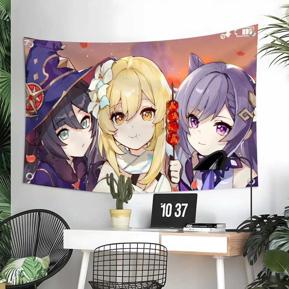 Genshin Impact Lumine Flaggen, individuelles Wandbehang-Kunstbanner für Schlafzimmer, Zuhause, Wohnzimmer, Outdoor-Dekoration