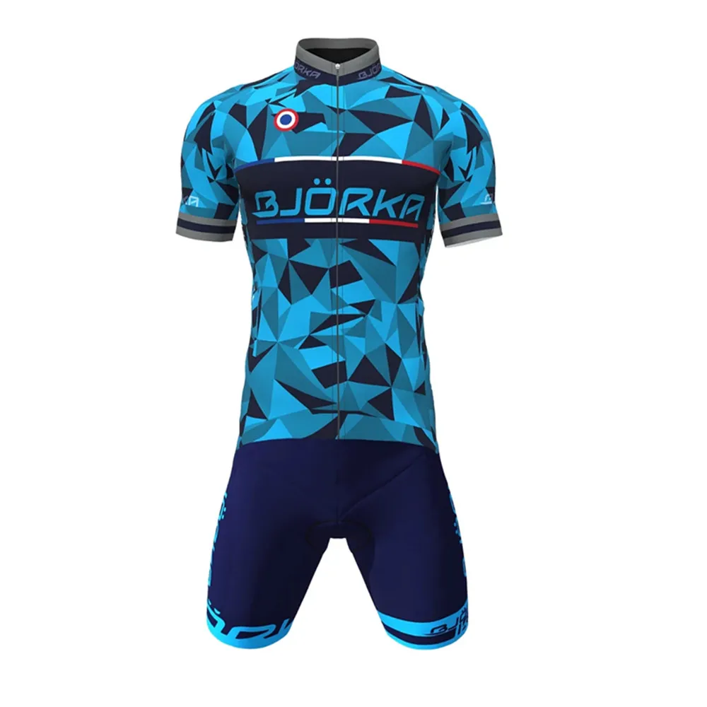 2023 Bjorka Summer Cycling Sets Men\'s Short Sleeve Jerseys And Gel Pad Bib Shorts For Long Time Riding Clothing Ciclismo Maillot