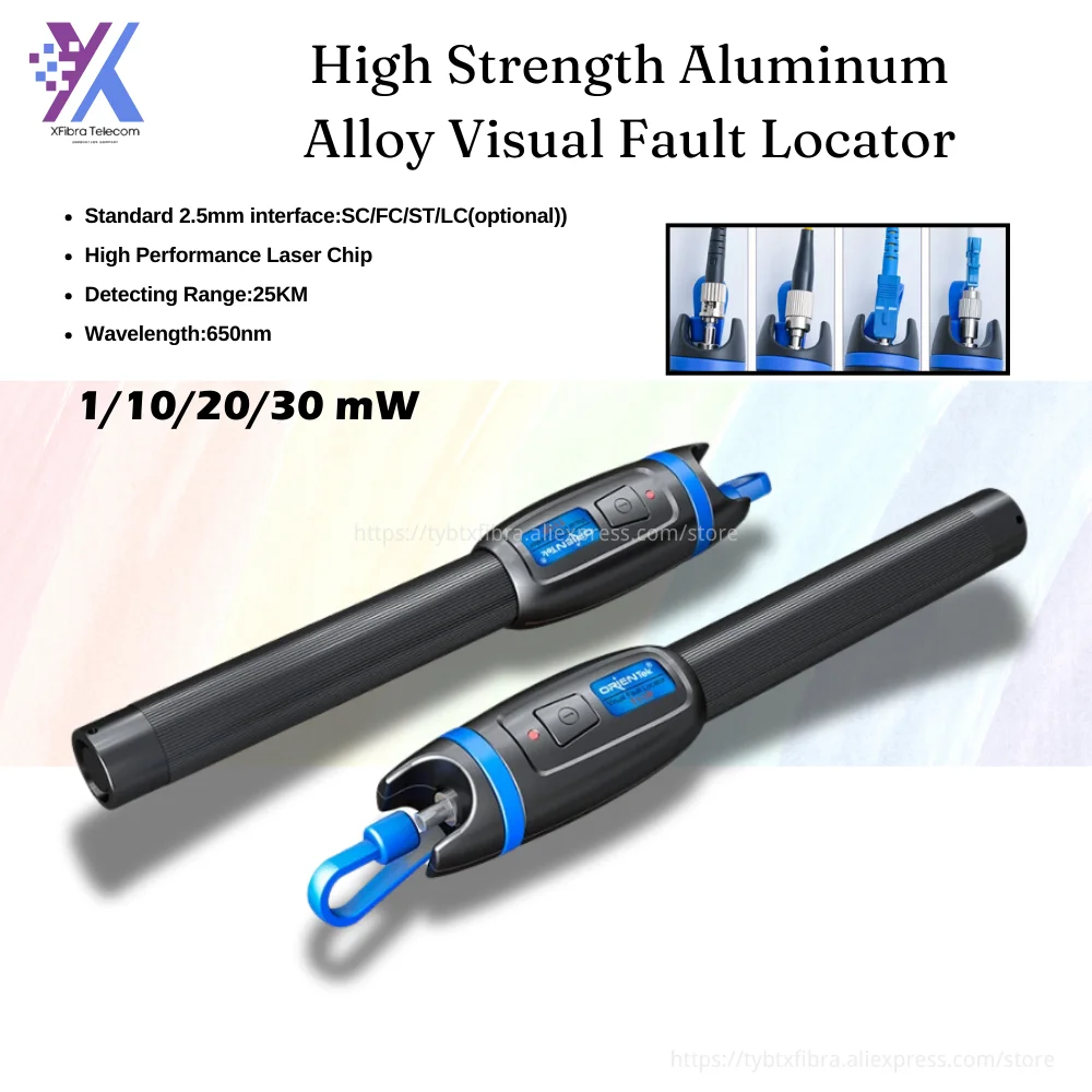 

High Strength Aluminum Alloy Orientek T11P 1Mw/10Mw/20Mw/30Mw Caneta Red Laser Pen Visual Fault Locator