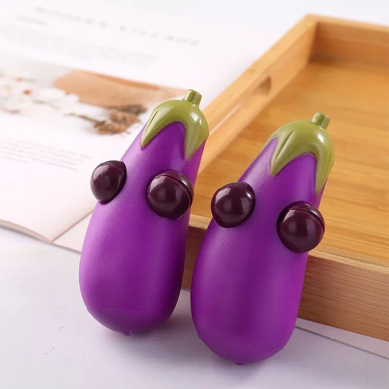 Anti-Stress Toy Eggplant With Narrow Eyes Squeeze Fidget Toys Squishy Funny Stress Relief For Kids Adults Gift Prop 1pcs J184