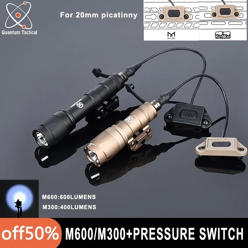 

Surefir M600C Flashlight M300A Tactical Scout light Remote Pressure Switch Modbutton FitKeymod MLok Picatinny HuntingWeaponlamp