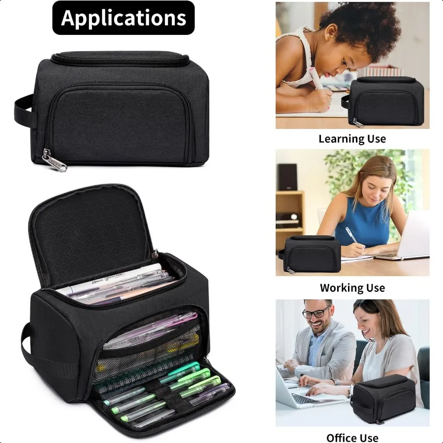 XQXA Large Capacity Pencil Case Organizer Multifunctional Extra Big Pencil Pouch with Compartmens Travel Simple Stationery Pen