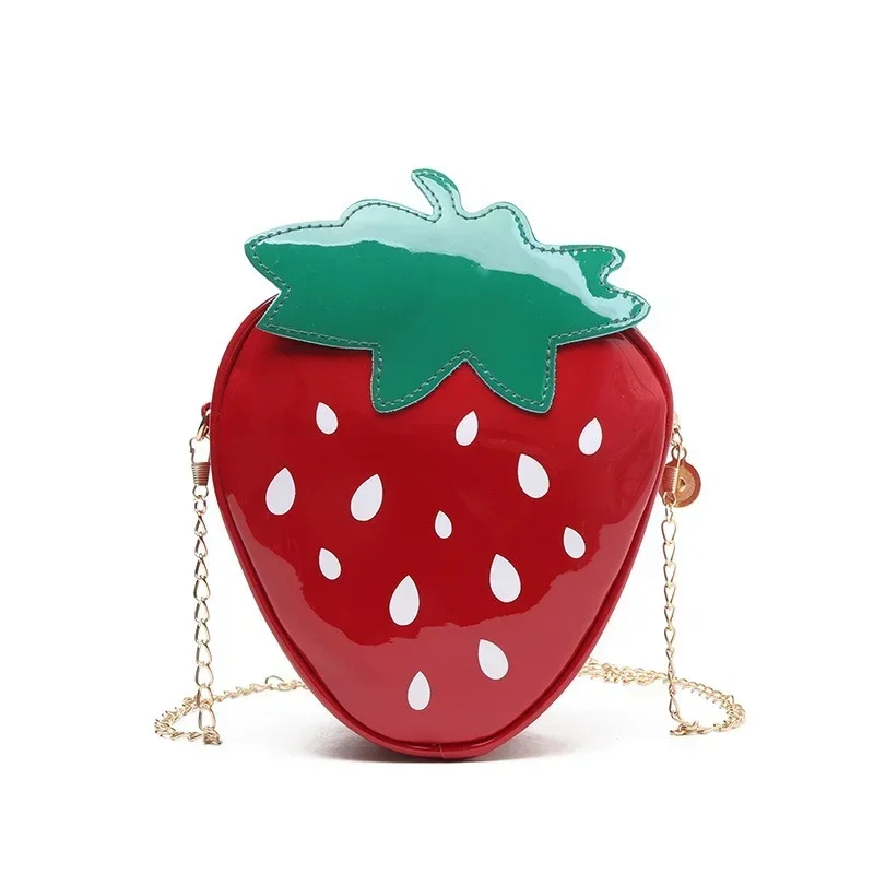 Borsa a tracolla da donna borsa a tracolla a forma di fragola borsa a tracolla a catena in pelle Pu di nuova moda ragazze borse e borsetta di frutta