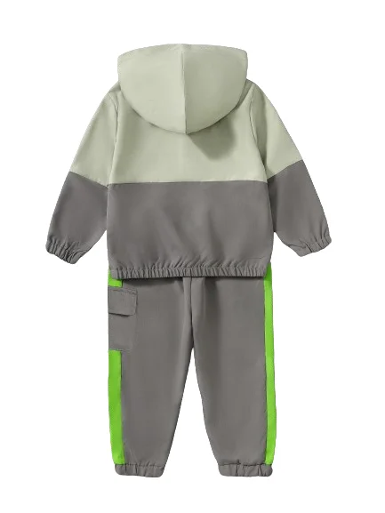 Boys' Color Block Collision Hat Jacket Long Pants Two-Piece Set Kids' Casual Outfit Ensemble