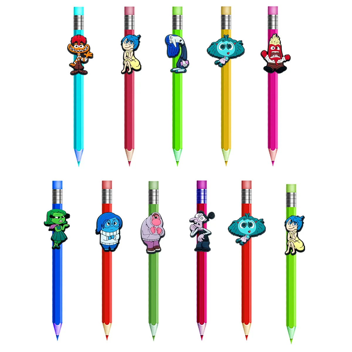 

Inside Out 2 Pencil Clip Accessories DIY Pen Buckle Cartoon PVC Soft Rubber Detachable Students Stationery Back To School Gifts