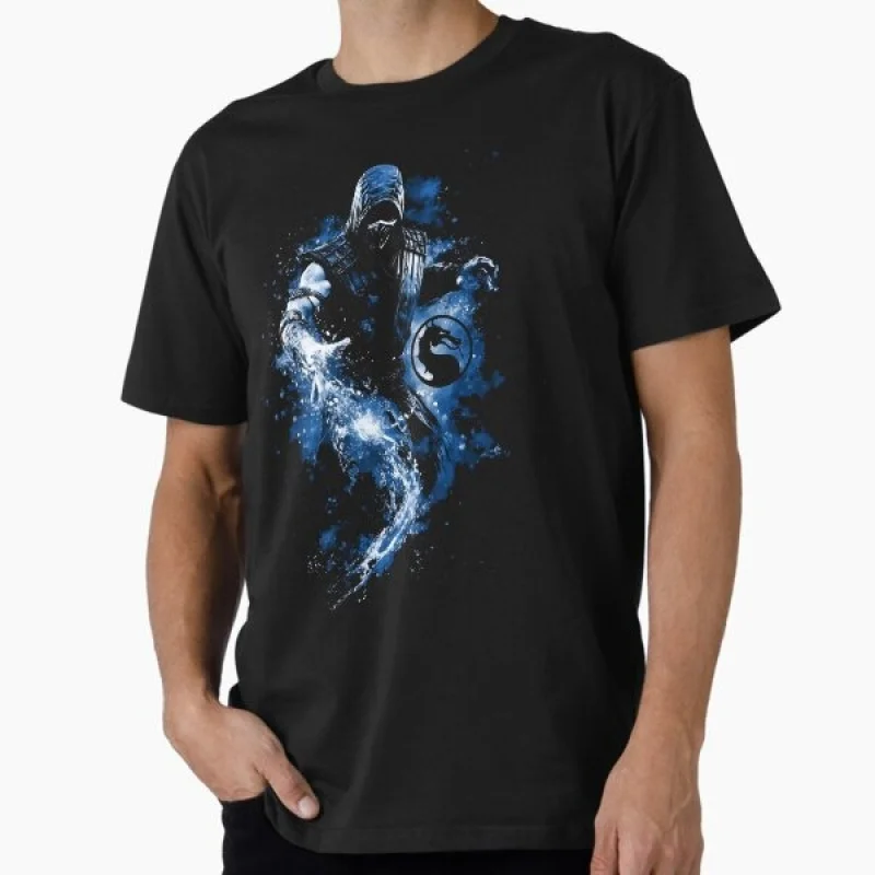 

MK Sub-Zero 90's Mortal Kombat Gift tshirt for gamer 100% cotton printed Men's Short Sleeve Graphic T-Shirt All size tops S-6XL