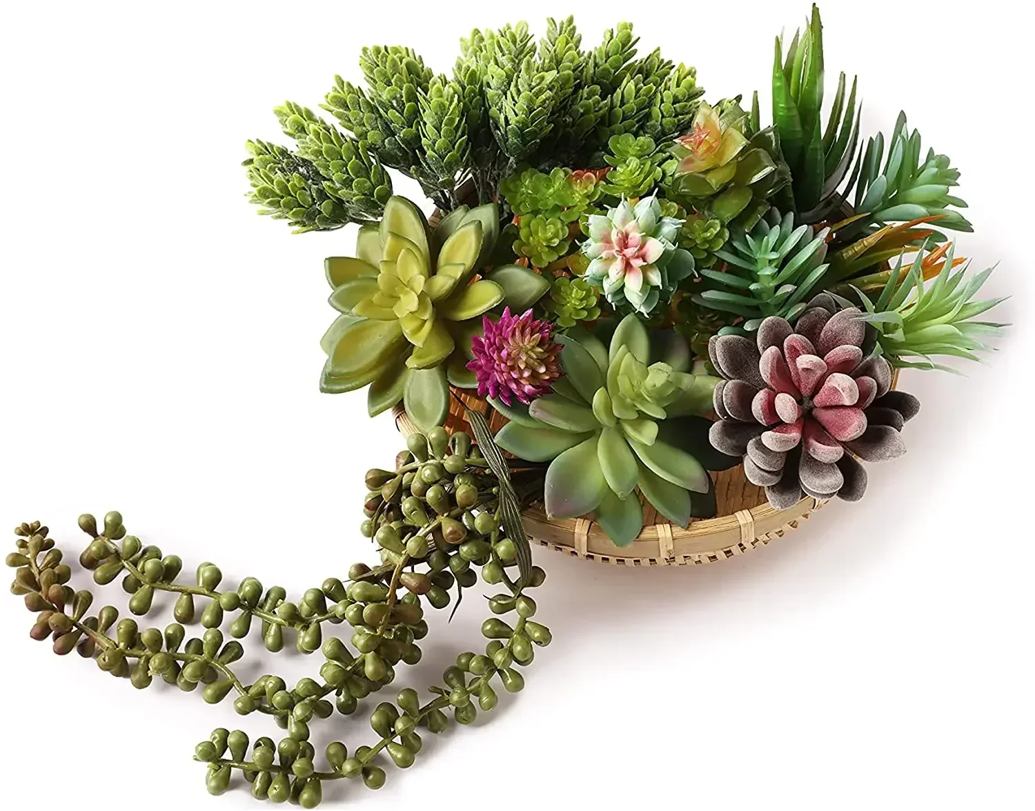 Pack of 19 Artificial Succulent Plants Faux for Indoor and Outdoor  Home Office Party Decoration Flocking Texture