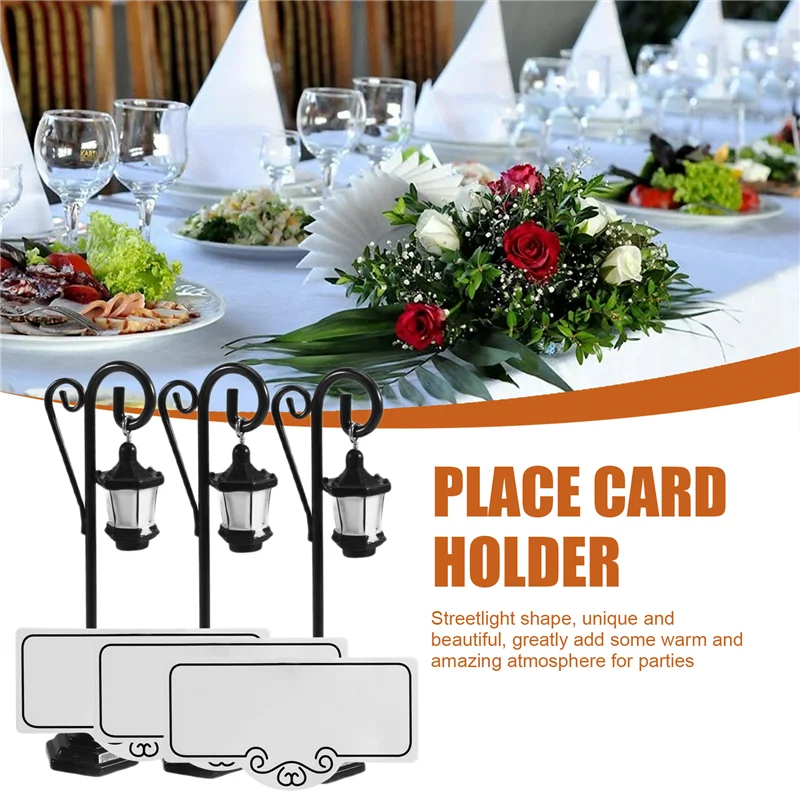 

ABRO-5 PCS Streetlight Shape Wedding Party Reception Place Card Holder Number Name Table Menu Picture Photo Clip Card Holder Sta