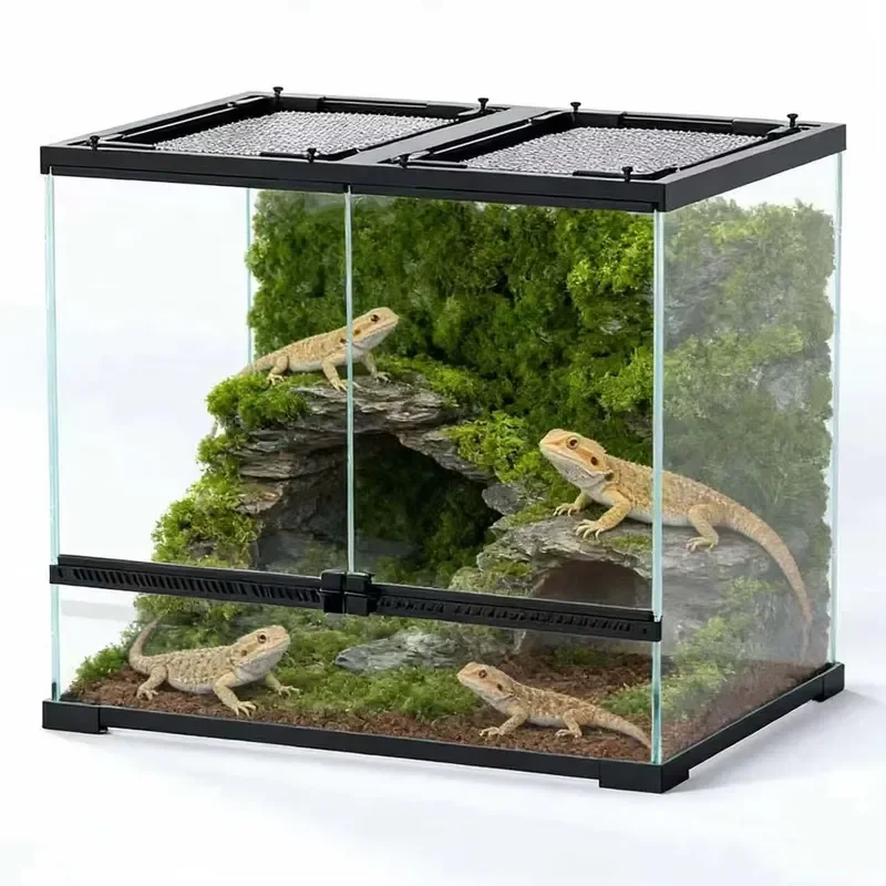 

Escape-proof Glass Reptile Terrarium for Horned Frog New Luxury Snake Enclosure Breathable Large 120 Gallon Reptile Tank