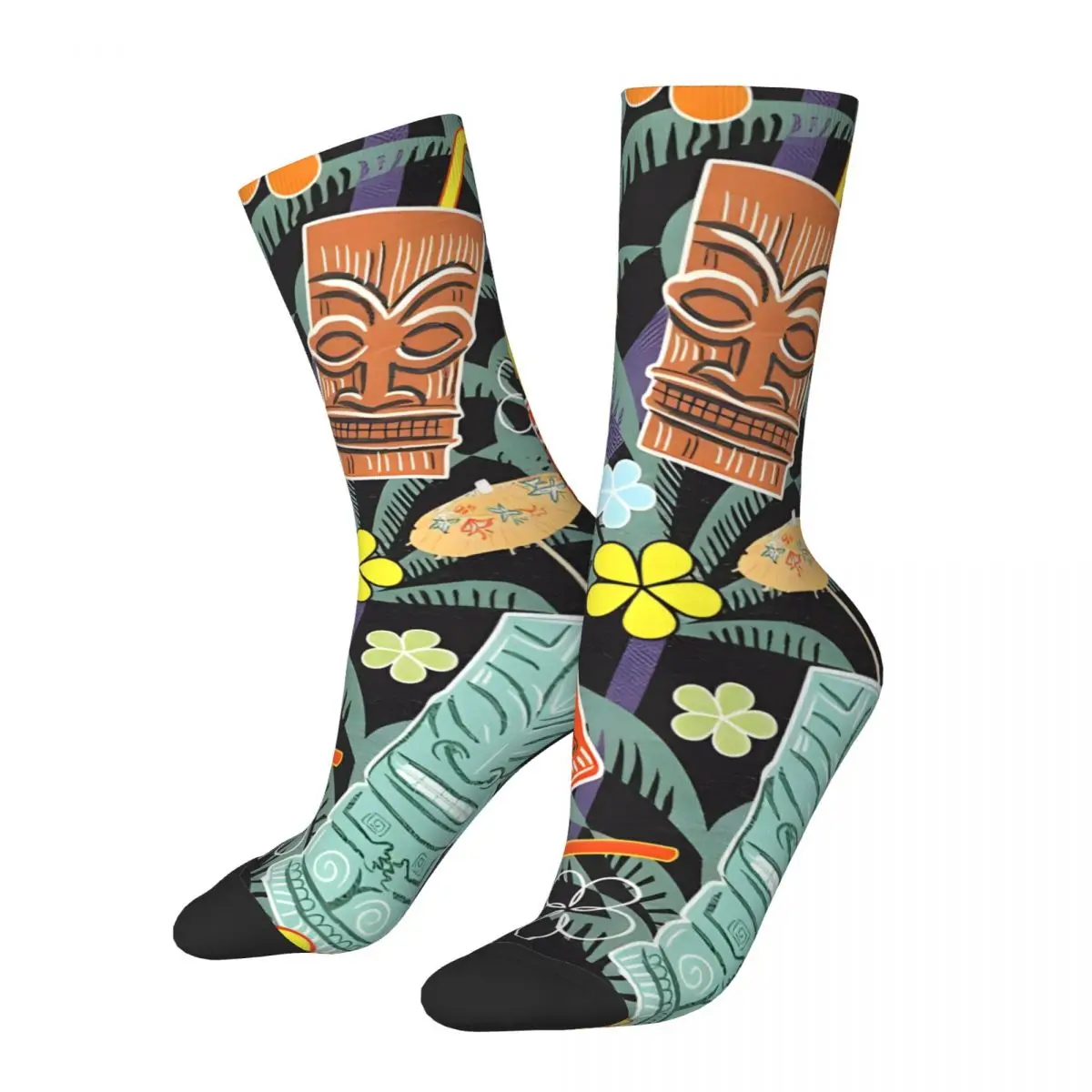 

Hawaiian Mugs And Cocktails Men's Socks Retro Harajuku Tiki Street Style Novelty Seamless Crew Sock