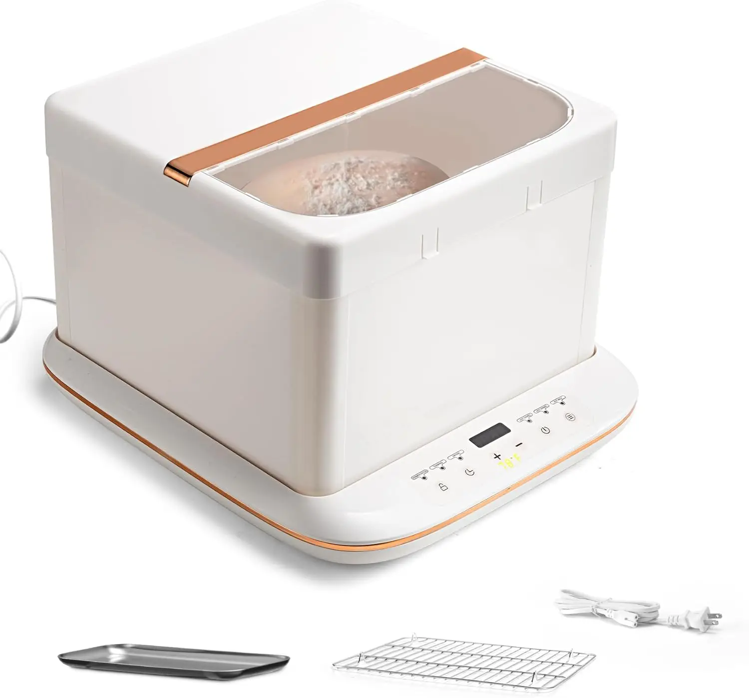 صندوق مقاوم للخبز قابل للطي مع 0-120 ℉   التحكم في درجة الحرارة ومؤقت 1–9H للطباخ البطيء وصندوق عجين البيتزا · تخفيضات كبيرة