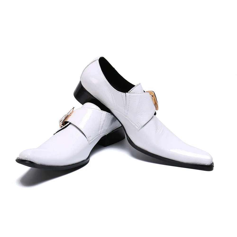 

Trend Fashion White Men Real Leather Shoes Buckle Elegant Man Business Party Shoes Banquet Gentleman Dress Brogue Shoes Big Size