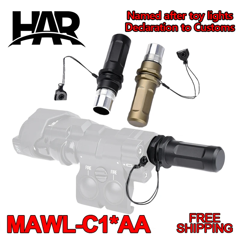 WADSN MAWL C1+ AA Battery Version Tactical Metal Extended Tail Cover Hunting Modification Accessories Fit 20mm Rail