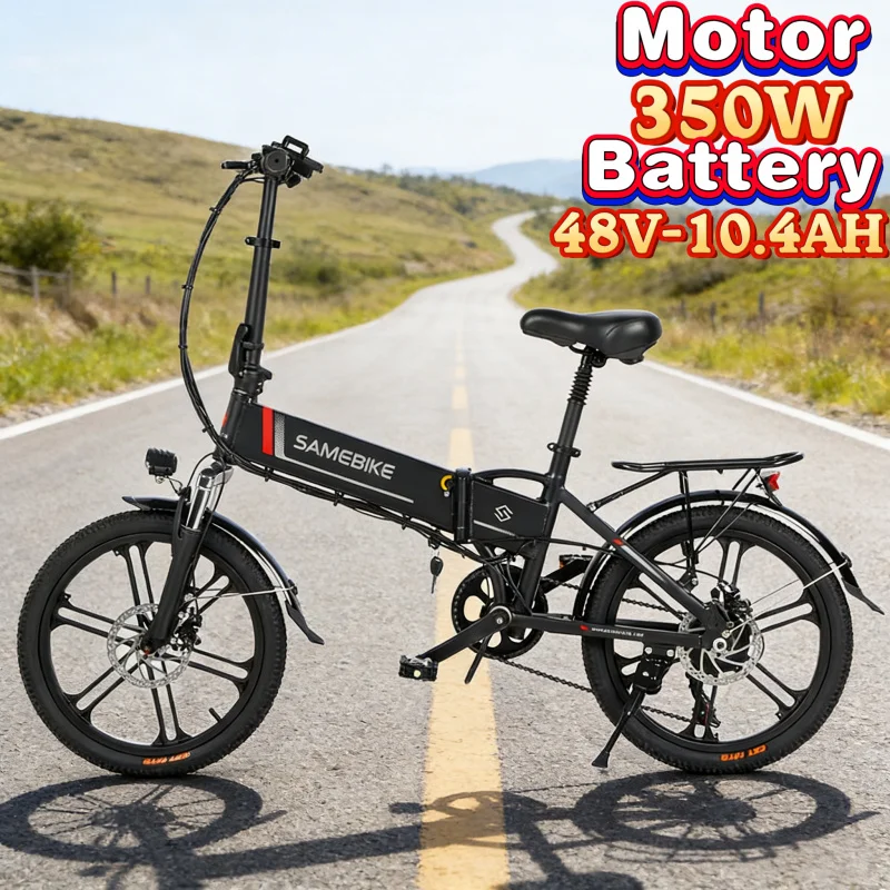 

20-inch adult leisure foldable E-Bike, 48V10.4AH lithium battery electric scooter, 350W brushless motor electric bicycle city mo