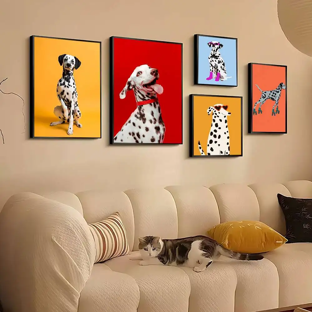 Cute Bold Dalmatian Dog Poster Kraft Club Bar Paper Vintage Posters Wall Art Painting Bedroom Study Stickers