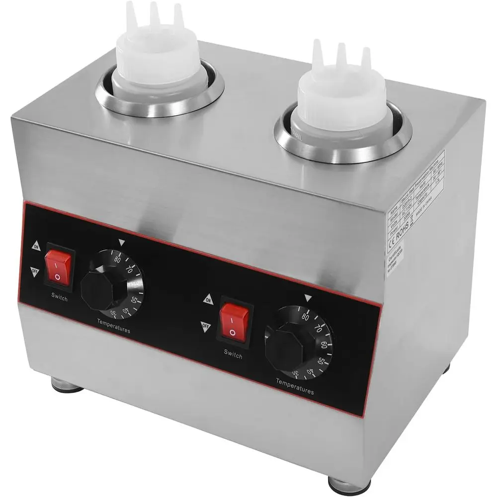 

Electric Sauce Warmer Heater, 2 Grids Countertop Food Sauce Dispenser Heater, Jam Cheese Chocolate Sauce Heat Preservation 86-18