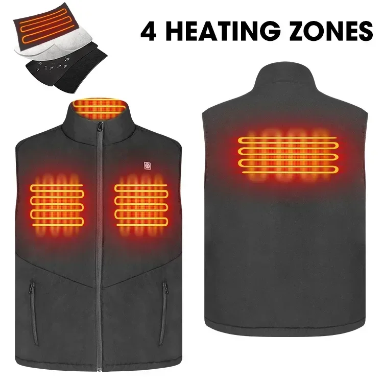 Winter men's smart heating vest USB battery charging large area heating fully cold-resistant