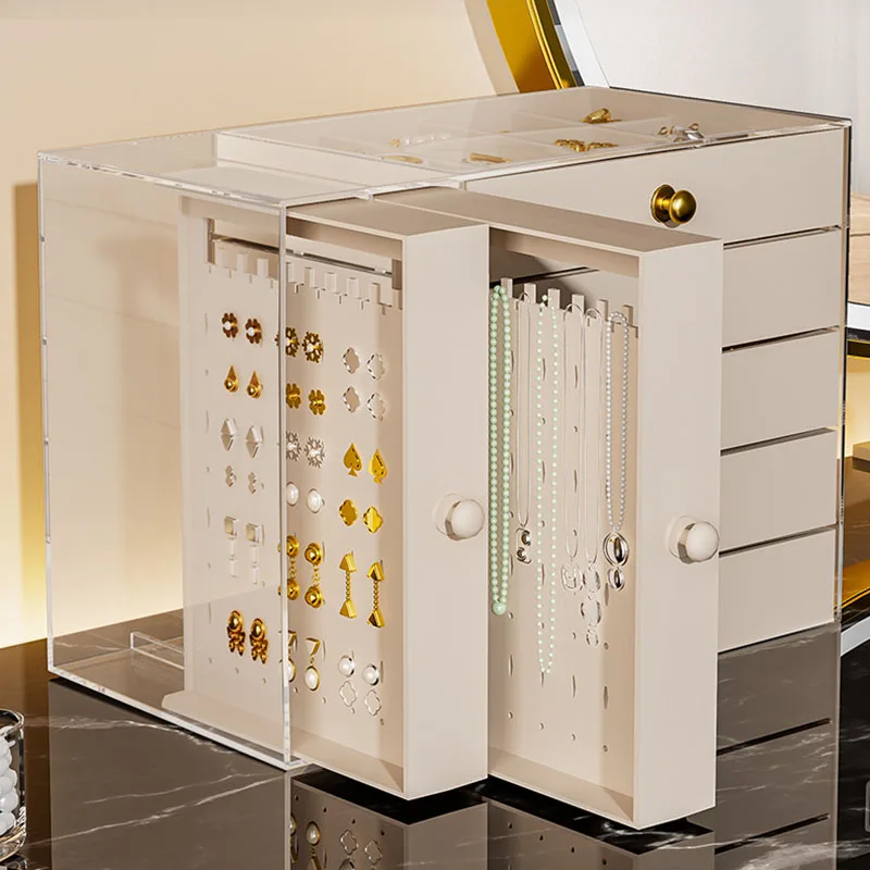 Transparent Modern Jewelry Storage Display Organizer Box For Women Earrings Rings Necklaces