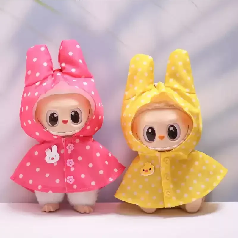 For Labubu Doll Wave Point Animal Raincoat Transparent Display Waterproof Clothing Ropa Labubu Doll Accessories Christmas Gift
