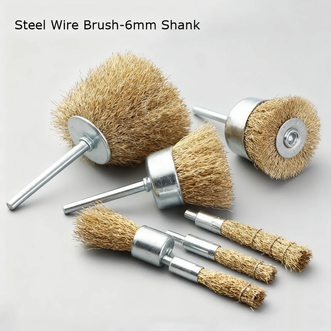

3/5/10pcs 6mm Shank Wire Brush For Angle T/bowl/cylinder Shaped Wheel For Polishing Rust Removal Deburring