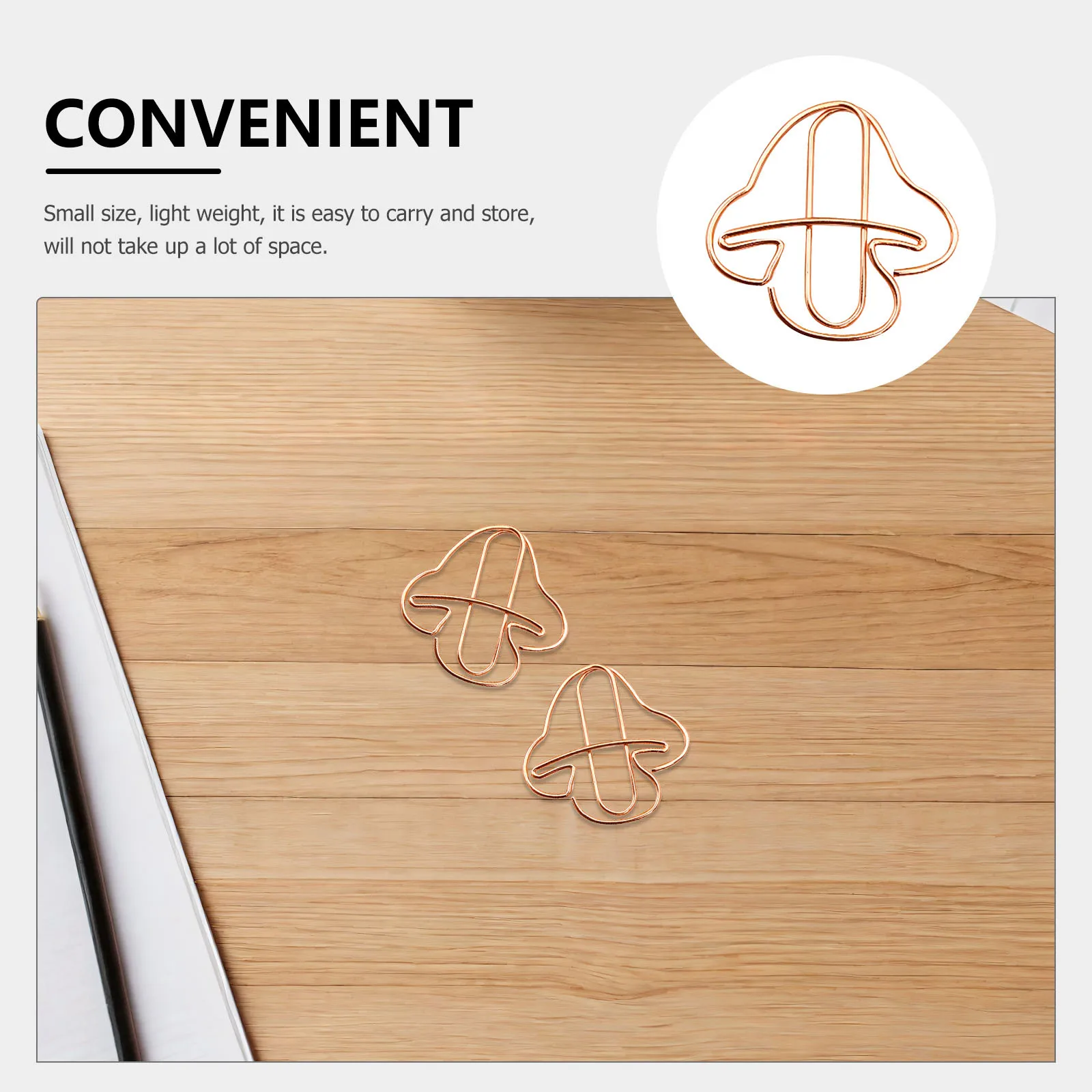 20pcs Metal Paper Clips Mushroom Shape For Office Home School Document Fixing Clips Multi-Use Practical Stationery Supplies