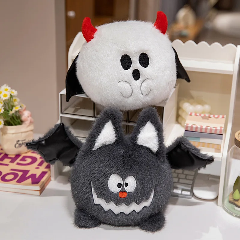 Halloween plushie crânio abóbora horrível asas pretas morcegos bucktooths aranha fantasma para crianças festival decoração boneca brinquedos