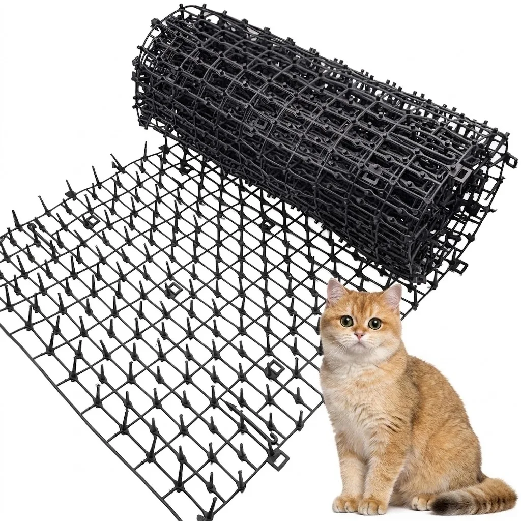 Anti Cat Dog Network Repellent Training Plastic Spike Mat Cat Deterrent Mat for Keeping Away Cats Dogs Protecting Garden Soil