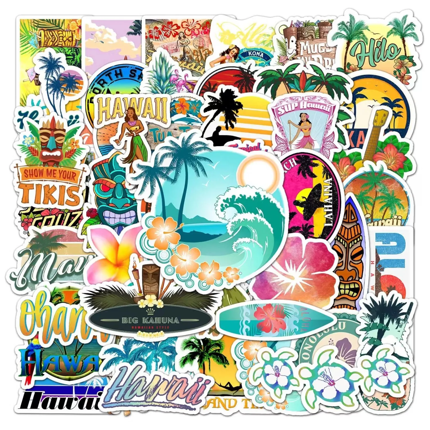 Hawaii Strand Landschaft Graffiti Aufkleber DIY Notebook Handy Fall Skateboard Dekoration Aufkleber Kinder Spielzeug Decals Aufkleber