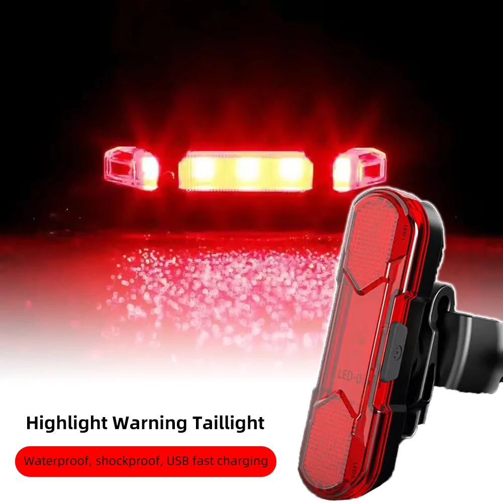 Night Bicycle Tail Light Outdoor Highlight USB Charging Mountain Led Warning Cycling Lights Tail Lamp Bicycle Accessories