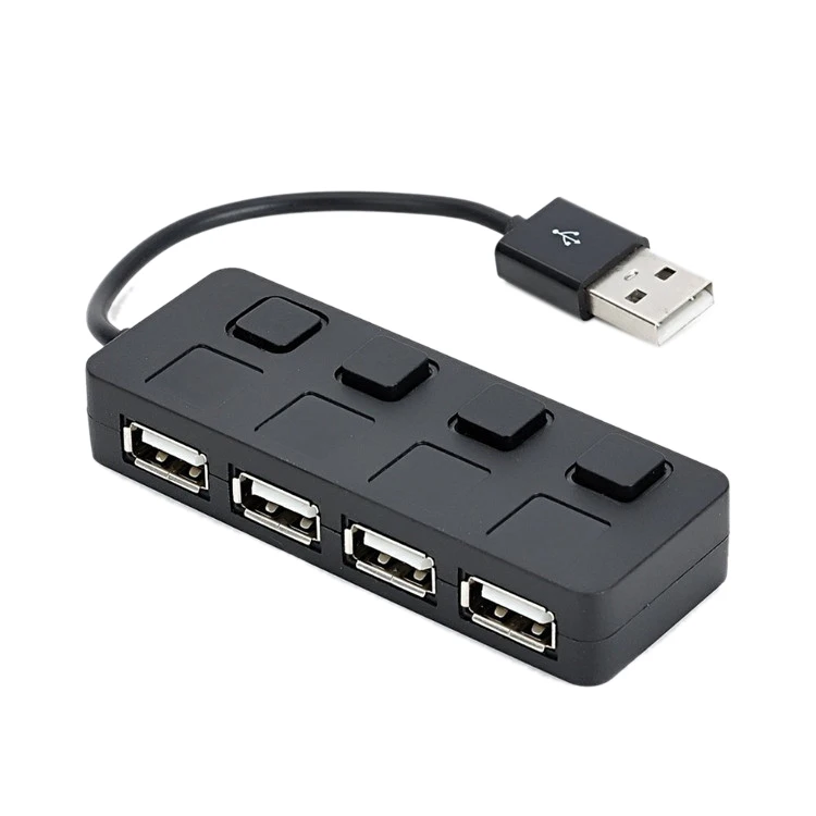 USB 2.0 HUB 4 Ports Expander Multiple USB 2.0 Hub Use Power Adapter Switch for PC Computer