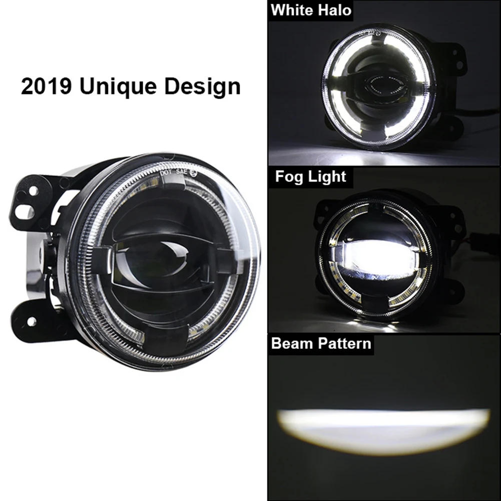 2Pcs 4 Inch LED Fog Lights Angel Eye Fog Lamps Car Spotlight for Jeep Wrangler Dodge PT Walker Cruiser Refit