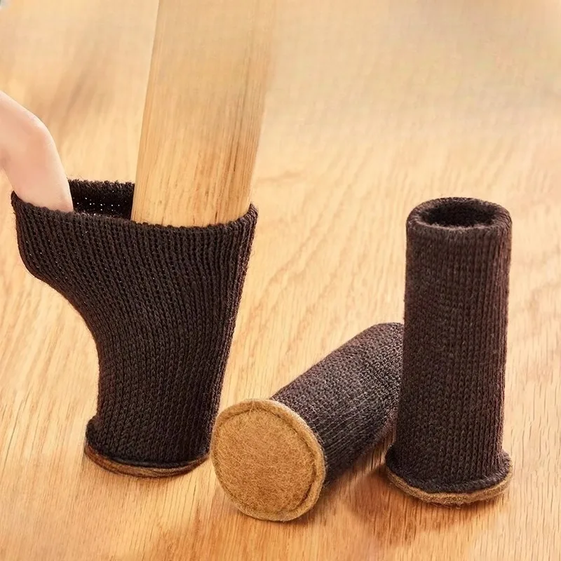 4Pcs/set Chair Legs Socks Knitted Furnitures Feet Floors Protectors Anti-slips Pads Silent Thicken Table Chair Legs Socks Covers