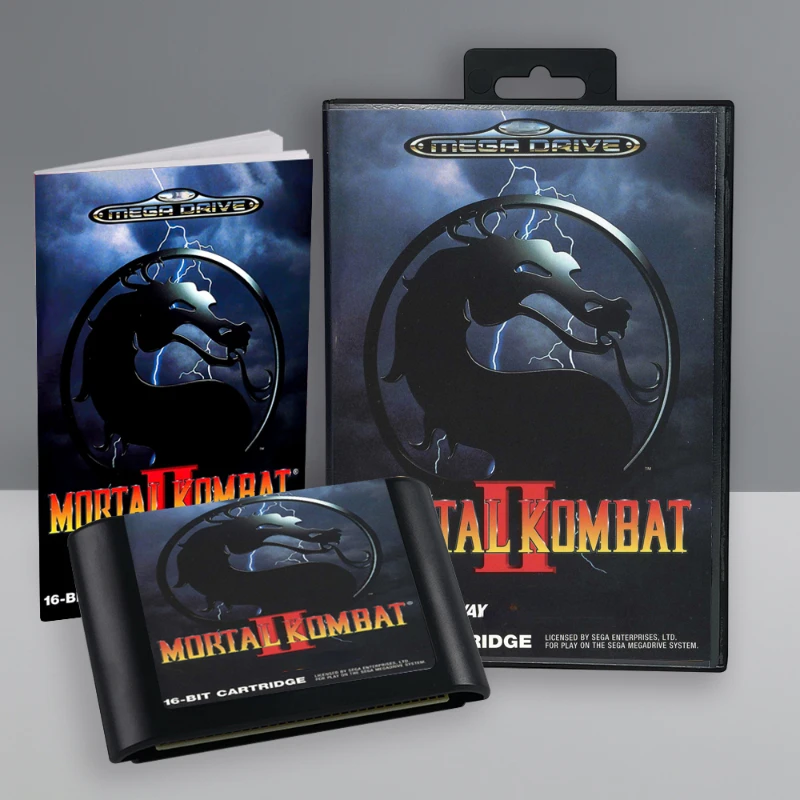 Mortal Kombat I II III Ultimate Mortal Kombat 3 16 Bit Game Card with Box Manual for Sega Megadrive Video Game Console Cartridge