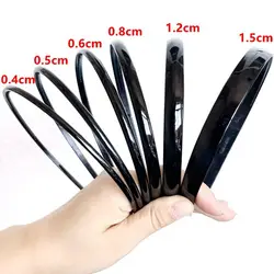 10 Black Plastic Narrow Thin Plain Hair band Headband 5-15mm With Teeth