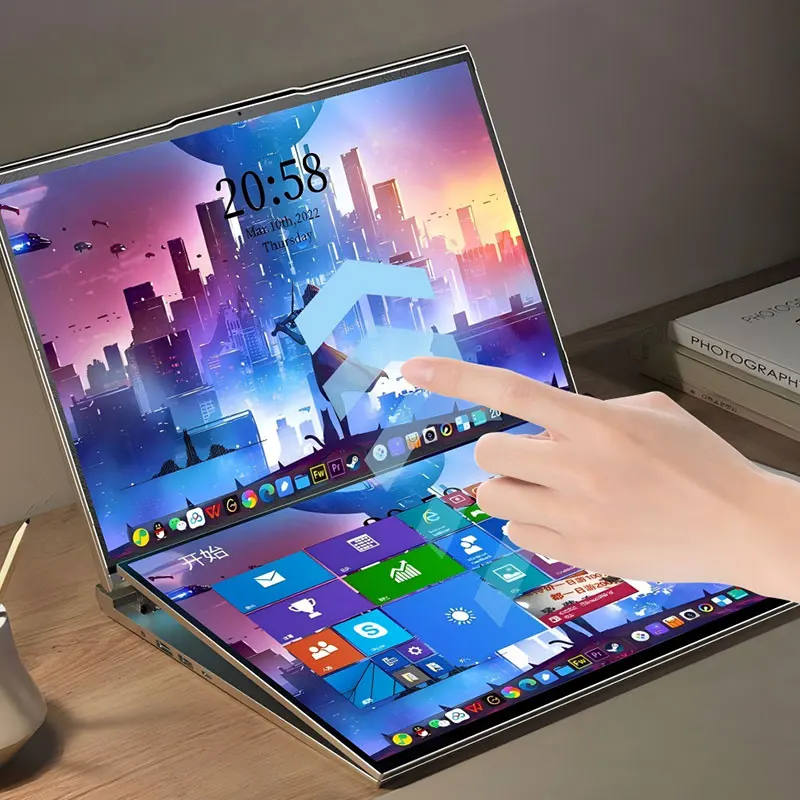 

16+16 Inch Touch Screen Brand New Slim Dual Screen Laptop Core I7-1260P 8GB 128GB SSD Business Notebook Computer