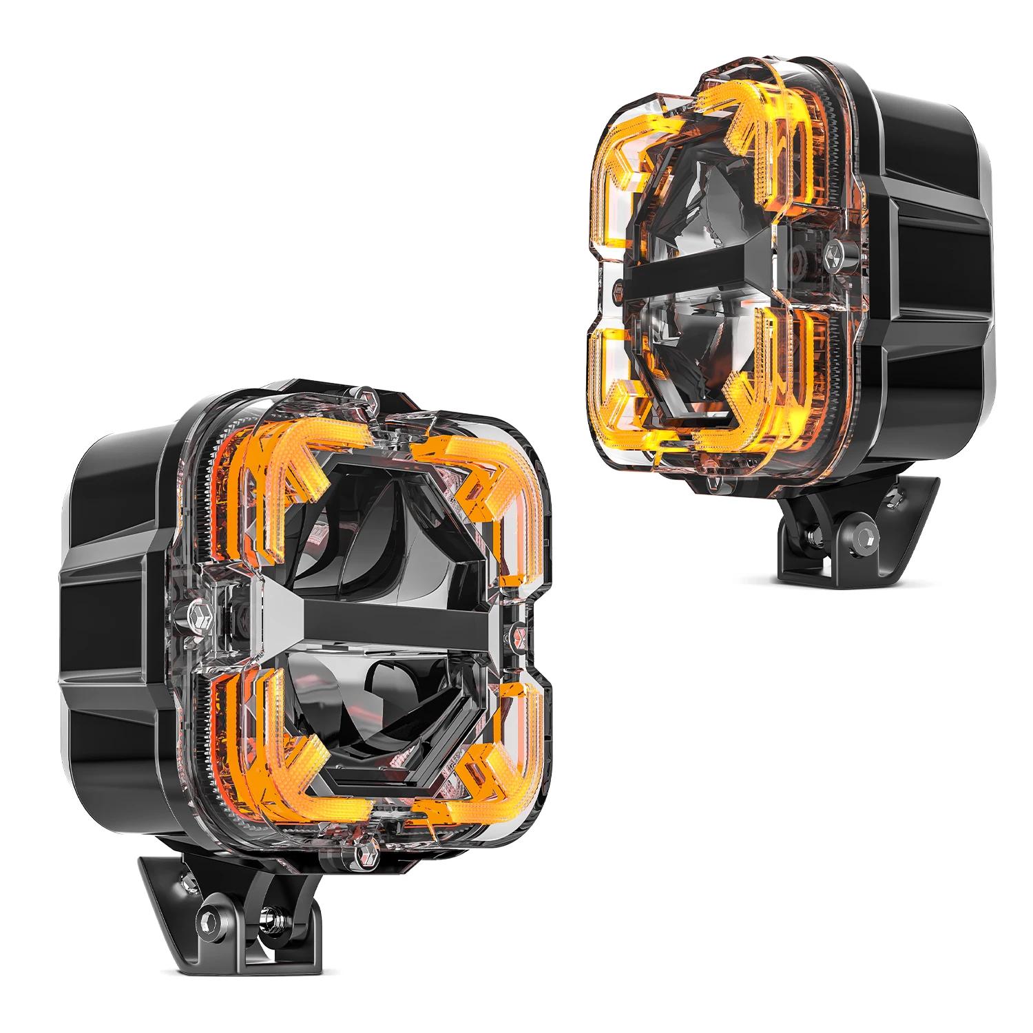 2 stuks LED werklampen wit & amber DRL spotlight 12V 24V LED lichtbalk voor auto offroad truck SUV ATV motorfiets rijlamp
