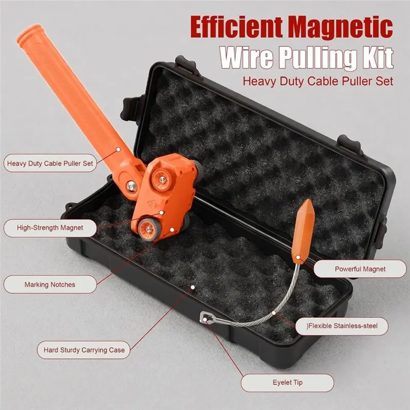 Y42A-High Strength Magnetic Wire Puller, Cable Puller With Stainless Steel Leader, Stud Finder For Electrical For Wall Wiring